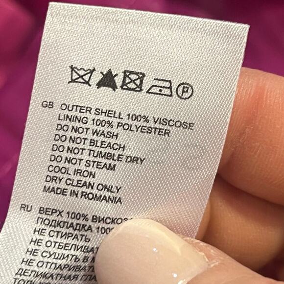 Reiss Shari Shift Dress Size US 6 Fuchsia Faux Wrap Asymetrical Sheath Belted - Picture 8 of 9